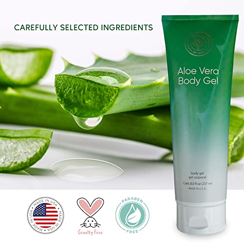 L'eudine Aloe Vera Gel - 8Fl Oz - Natural Aloe Gel for Skin Care - Premium Aloe for Sunburn Relief, Burns, and After Sun Care - for Face and Body - Scar Treatment
