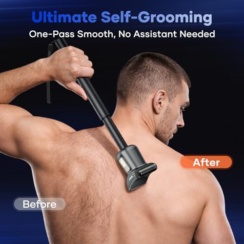 Kensen Black 2-in-1 Electric Back Shaver for Men, Foil & T-Blade Trimmer