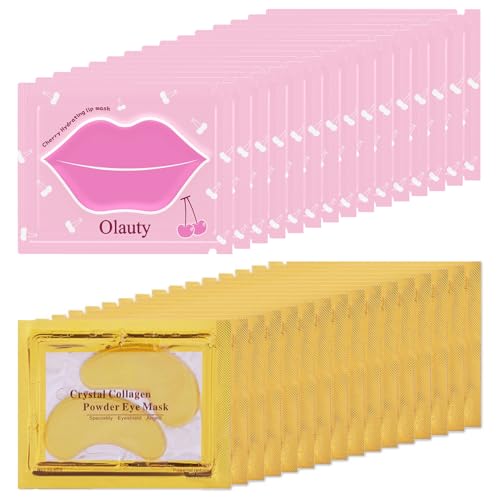 30 Pairs Lip Mask & Eye Mask, Collagen Under Eye Patches for Puffy Eyes, Chapstick Bulk, Lip Balm Bulk, Lip Gloss Bulk, Bridesmaid Gifts, Hangover Kit, Bulk Gifts for Women, Pink Party Favors