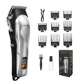Professional Hair Clippers for Men, Cordless Rechargeable Hair Clipper with LCD Display, Household Trimmer Set for Haircut & Grooming(Silver-White)