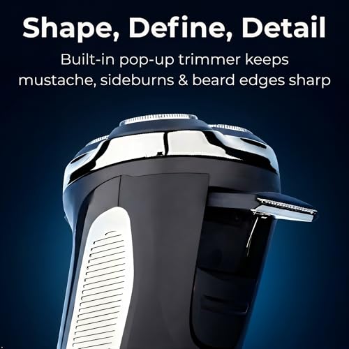 Men's 2-in-1 Electric Rotary Shaver with 4D Floating Heads & Trimmer - Waterproof, USB Rechargeable, LCD Display