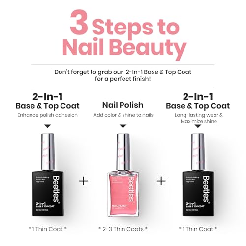 Beetles Nail Strengthener, Jelly Pink Nail Natural Concealer Foundation Polish Sheer Pink Air Dry Nail Growth Polish for Damaged Nails Imperfection Masking Gifts for Women 15ml