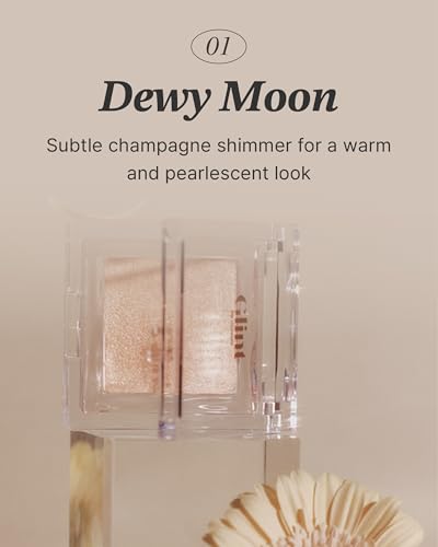 Glint Dewy Highlighter - Dewy Moon, 0.13oz, Multi-Use Luminous Glow, Micropearl Infused