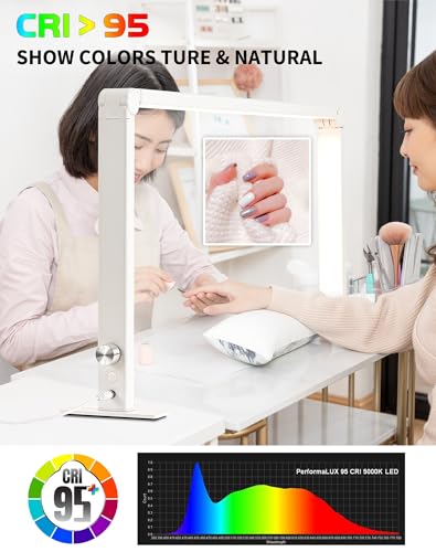 Foldable 48W LED Nail Desk Lamp - White, Dimmable, 3 Modes, 33in