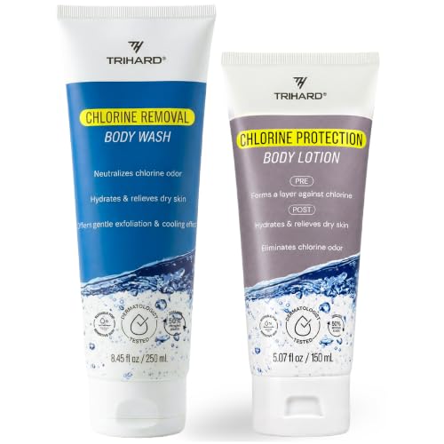 TRIHARD Chlorine Removal Body Wash & Lotion Set for Swimmers - 2 Piece