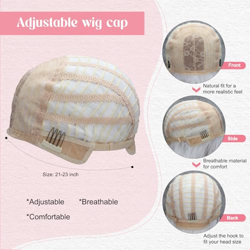 MERISIHAIR Long White Wavy Wig with Bangs 26 Inches Natural Looking Synthetic Heat Resistant Hair Wigs for Women Daily Party Cosplay Wigs