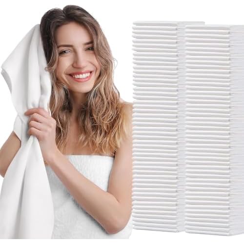 Disposable Bath Hair Drying Towels, 100 Count Super Absorbent Large Luxury Towels, Salon & Spa Yoga Camping Trips for Hair, Face, Body 16" x 31.5"