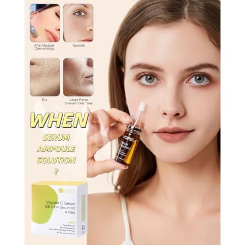 Vitamin C Serum for Face Hyaluronic Acid Serum Anti Aging Moisturizer 0.35 oz 4 Vials Facial Serums BB Glow Starter Kit (4pc new vc kit)