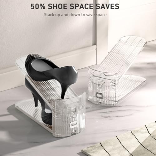 36-Pack Clear Shoe Slot Organizer - Space Saving Shoe Stacker for Closet Storage