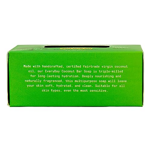 Alaffia Everyday Coconut Soap Bar Pack of 4 - Natural Body Soap 8oz each