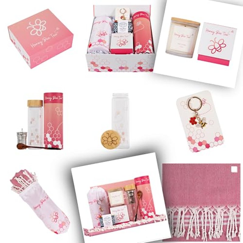 Holiday Birthday Bridesmaid Graduation 7 Piece Gift Set | Gifts for Women | 7 Piece Set | Hand Picked Beautifully Packaged | Luxury Spa Gift Featuring Naples Soap Company | Honey Bee Tea¢â