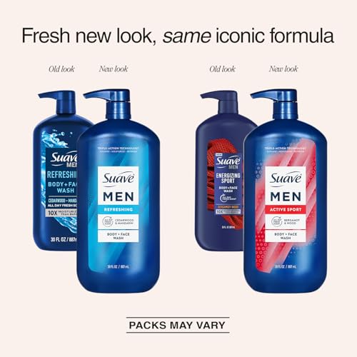 Men's Body Wash Bundle - Energizing & Refreshing 30oz Each - Suave