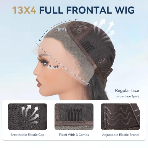 Natural Black Synthetic Lace Front Wig 13x4 30 Inch HD Transparent Pre-Plucked Hairline for Black Women - Looxey
