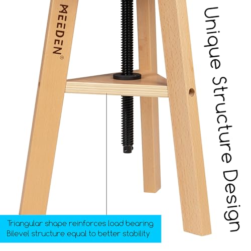 Natural Wooden Drafting Stool with Adjustable Height for Art & Studio Work