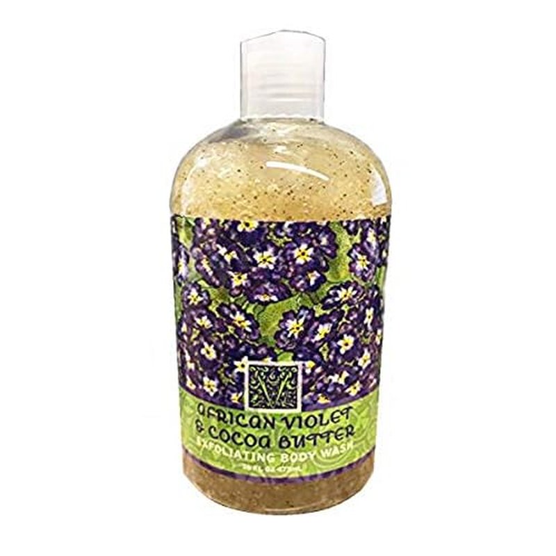 Birsppy Greenwich Bay Exfoliating Body Wash, Enriched with Shea Butter, Blended with Loofah and Apricot Seed 16 oz (African Violet)