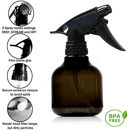 8 Oz Spray Bottle Set - Leak-Proof BPA-Free Plastic Trigger Sprayers (3 Pack) - Adjustable Mist & Stream