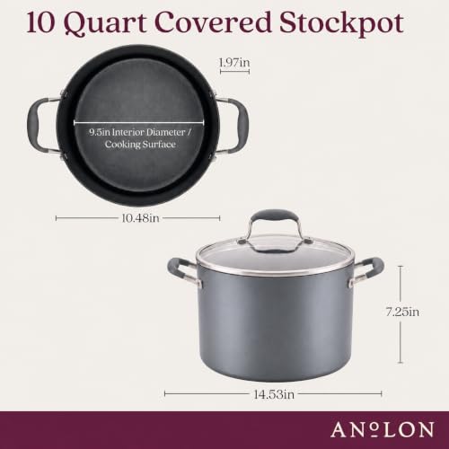 Anolon Advanced Home 10 Qt Hard-Anodized Nonstick Stockpot with Lid - Moonstone Variation