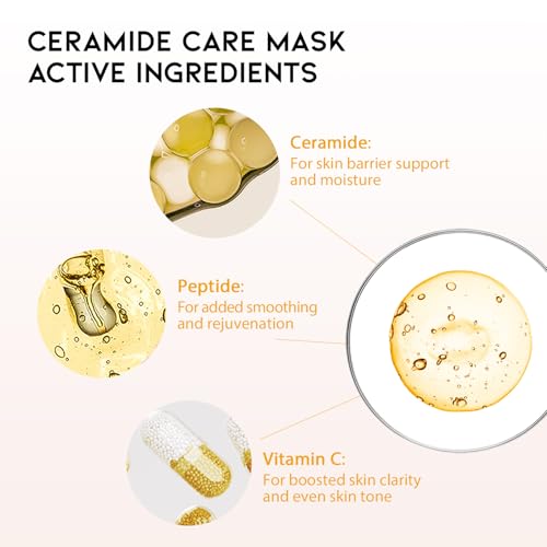 #OOTD 50-Count Vegan Sheet Mask Set with Collagen, Cica, Ceramide, Vitamin C & Retinol – Hydrating & Brightening