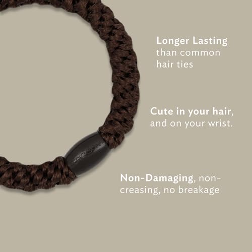 L. Erickson Black Hair Ties for Thick Hair, Grab & Go Pony Tube, 15 Pack, Black Pack, Thick No-Crease Bands with Strong Hold, Damage-Free Design, Sleek Everyday Style