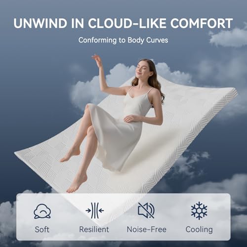 White Full Size 2 Inch Gel Memory Foam Mattress Topper - Washable Cover