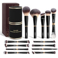 Black 13-Piece Makeup Brush Set with Case - Professional Face & Eye Brushes