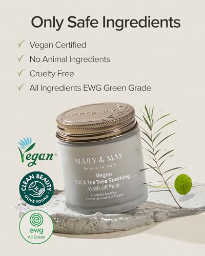 Mary&May Vegan Cica Tea Tree Clay Mask 4.23 oz - Calming & Clarifying