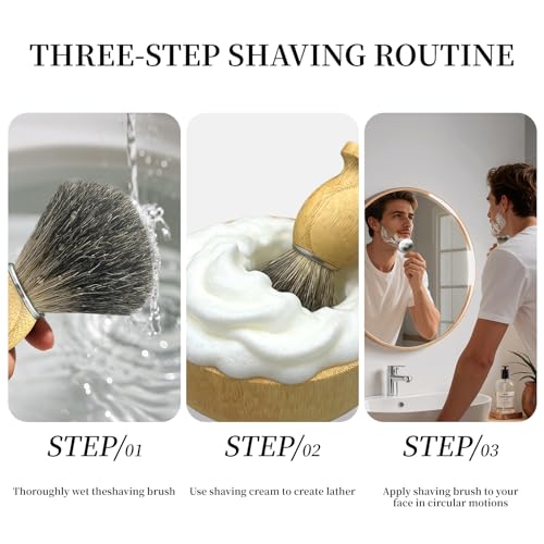 Men's Shaving Kit with Badger Brush, Bamboo Bowl & Stand - Wet Shaving Set