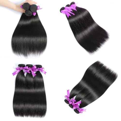 Brazilian Virgin Straight Hair Bundles 18 20 22 Inch - 3 Pack, Unprocessed Human Hair