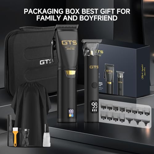 Cordless Hair Clippers for Men with LED Display & 15 Guide Combs - Professional Barber Kit