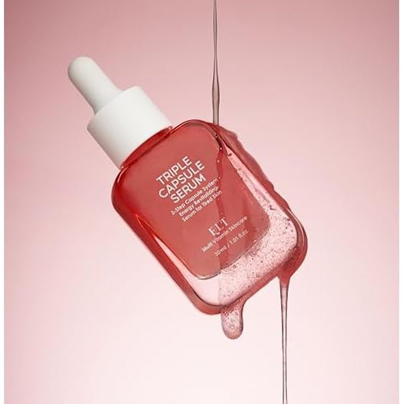 ELT Triple Capsule Face Serum - Hydrating & Moisturizing Serum with Rose PDRN, Ceramide, Vitamin C, Taurine - Korean Skincar -e (30ml/1.01 fl.oz)