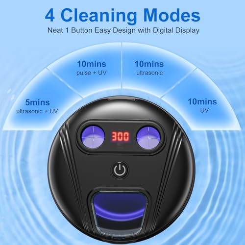 Black Upgraded Ultrasonic Retainer Cleaner Machine 45kHz for Dentures & Mouth Guards