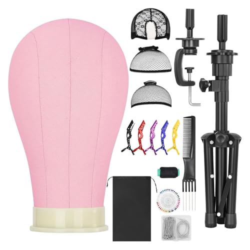 Pink 22 Inch Wig Head with 30" Tripod Stand - Styling & Display