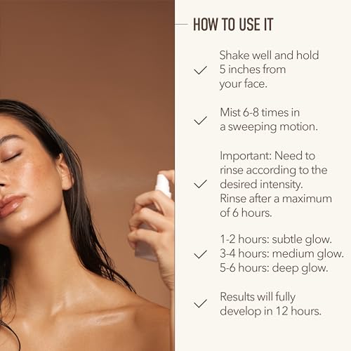 Nuda CloudMist Express Face Tan Water | Streak-Free, Fast-Drying Facial Tanning Mist Self Tanner | with PowerGlow+ Tan Boost Complex & TanLock+ Bronzing Technology | Develops in 3 Hours, (2.5 Fl Oz)