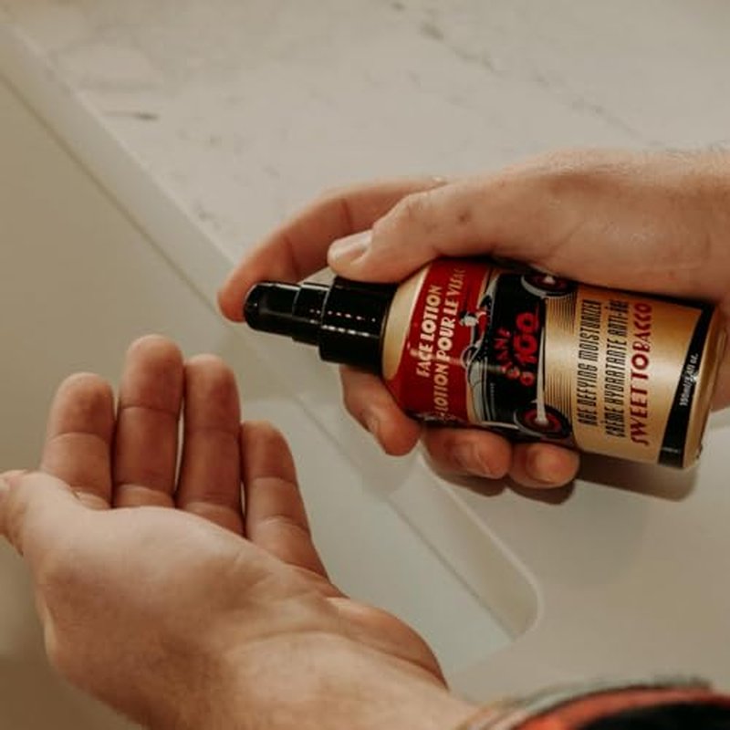 18.21 Man Made Octane 100 Face Lotion 3.4 oz Sweet Tobacco & Lip Balm 2-Set Bundle, All Hair & Skin Types for Men, Strengthens and Moisturizes in a Manly Aroma