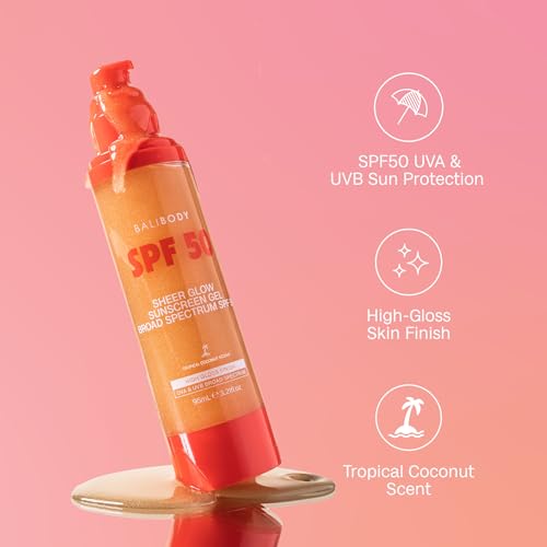 SPF50 Sunscreen Gel with Glow & Coconut Scent - Broad Spectrum Hydrating Sun Protection