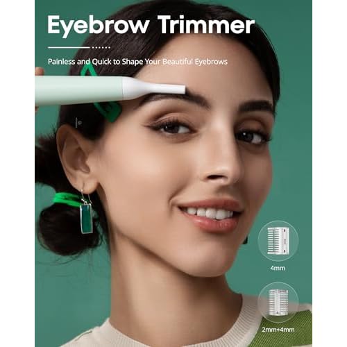 VG VOGCREST Nose Hair Trimmer for Women: Rechargeable 2 in 1 Ear Eyebrow Trimmer (Green)