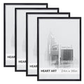 HEART ART 24x36 Poster Frames Set of 4 - Black Without Mat, Wall Art Display