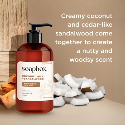 Soapbox Coconut Milk & Sandalwood Liquid Hand Soap - 3 Pack, Gentle & Vegan