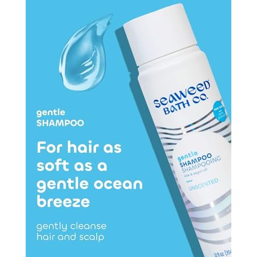 Seaweed Bath Co. Gentle Shampoo - Unscented - Nourishing Hair Care With Hyaluronic Acid, Aloe, Argan Oil, For Sensitive Scalps - 12 oz