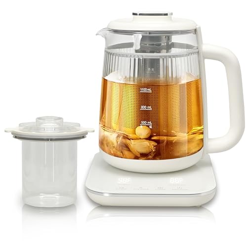 Double-Layer Glass Electric Kettle 1.5L with Stew Pot & Touch Panel - Multi-Function Tea & Soup Maker