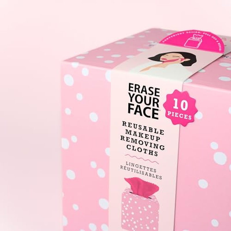 ERASE YOUR FACE Makeup Remover Cloths Box Set - Reusable Microfiber Face Towels to Cleanse & Remove Makeup - Water Activated, Dual-Sided Design for Easy Use - Pink/Blue (10 Count) (Pack of 2)