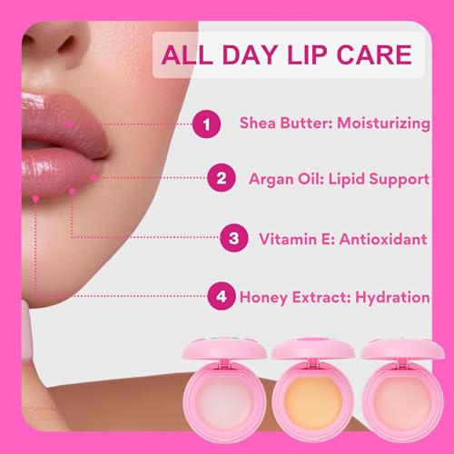 Kirby 6EA Cute Lip Balm for Girls, Fruity Lip Balm for Women with Vitamin E, Honey & Matcha Extract, Made in Japan, Shea Butter Lip Balm & Lip Moisturizer for Dry Lips, Milk + Peach + Mango