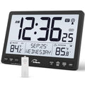 Extra Large Atomic Wall Clock with Backlight, Indoor Outdoor Temp, Battery Operated