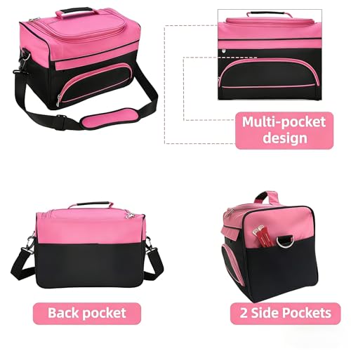 Hairdresser Barber Bag Large Capacity With Adjustable Strap Professional Cosmetology Case Hairstylist Traveling Bags For hair stuff and supplies for Salon Pink Hair Tools Bag