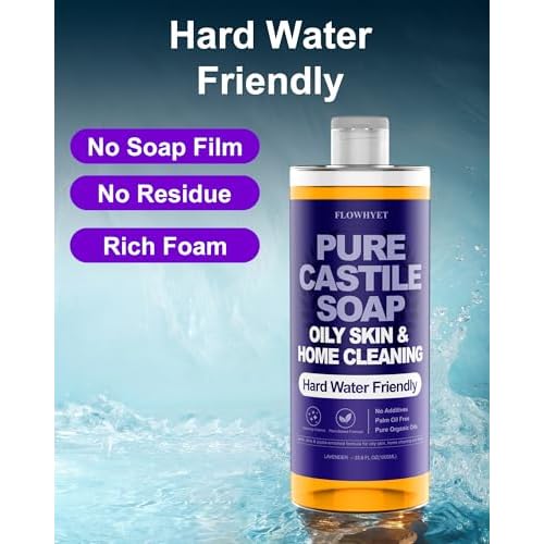Organic Castile Soap, Liquid Hand Soap Refill, Natural For Hand, Body Wash, Face, Laundry, Dishes, Home Cleaning - Lavender 32 Fl Oz