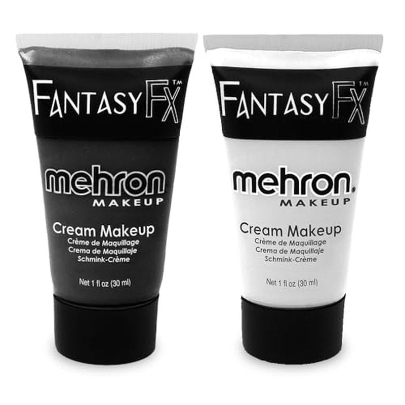 Mehron Makeup Fantasy F/X Water Based Face & Body Paint Black and White Face Paint Bundle