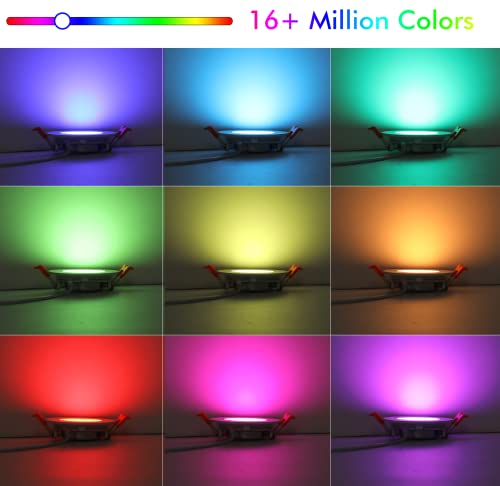 3 Inch WiFi RGB+CCT Recessed LED Lights - Smart Color Changing Downlights with Alexa & Google Compatibility