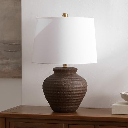 SAFAVIEH Ledger Table Lamp - 22.5 Inch Coastal Dark Brown Bedside Lamp