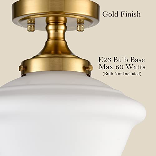 Gold Semi Flush Mount Ceiling Light Modern Schoolhouse Fixture Milk White Glass - Variation of THIS listing