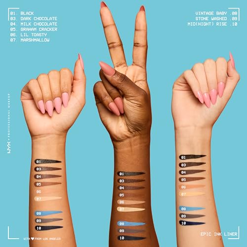 NYX PROFESSIONAL MAKEUP Epic Ink Liner, Waterproof Liquid Eyeliner - Black, Vegan Formula